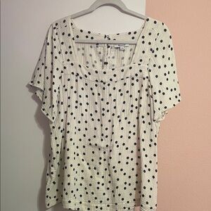 Madewell Cream and Black Polka Dot Blouse, size 1X, EUC